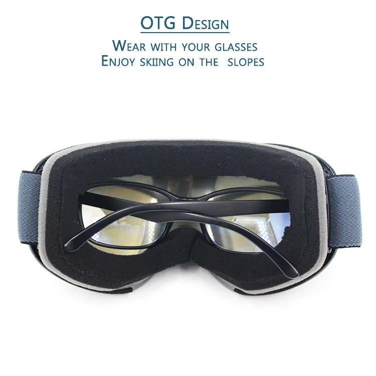 Close-up of SK-J043 goggle lens showing dual-layer construction and anti-fog coating