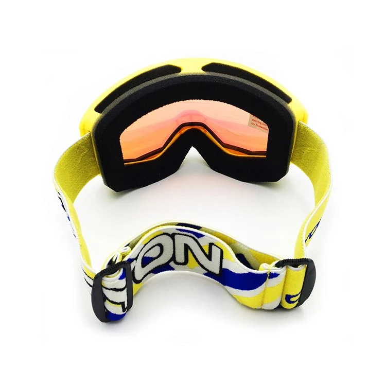 SK-Y682 goggle worn under a ski helmet, demonstrating helmet compatibility