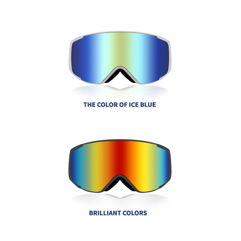 SK-Y687 goggle worn under a ski helmet, showing helmet compatibility and secure fit