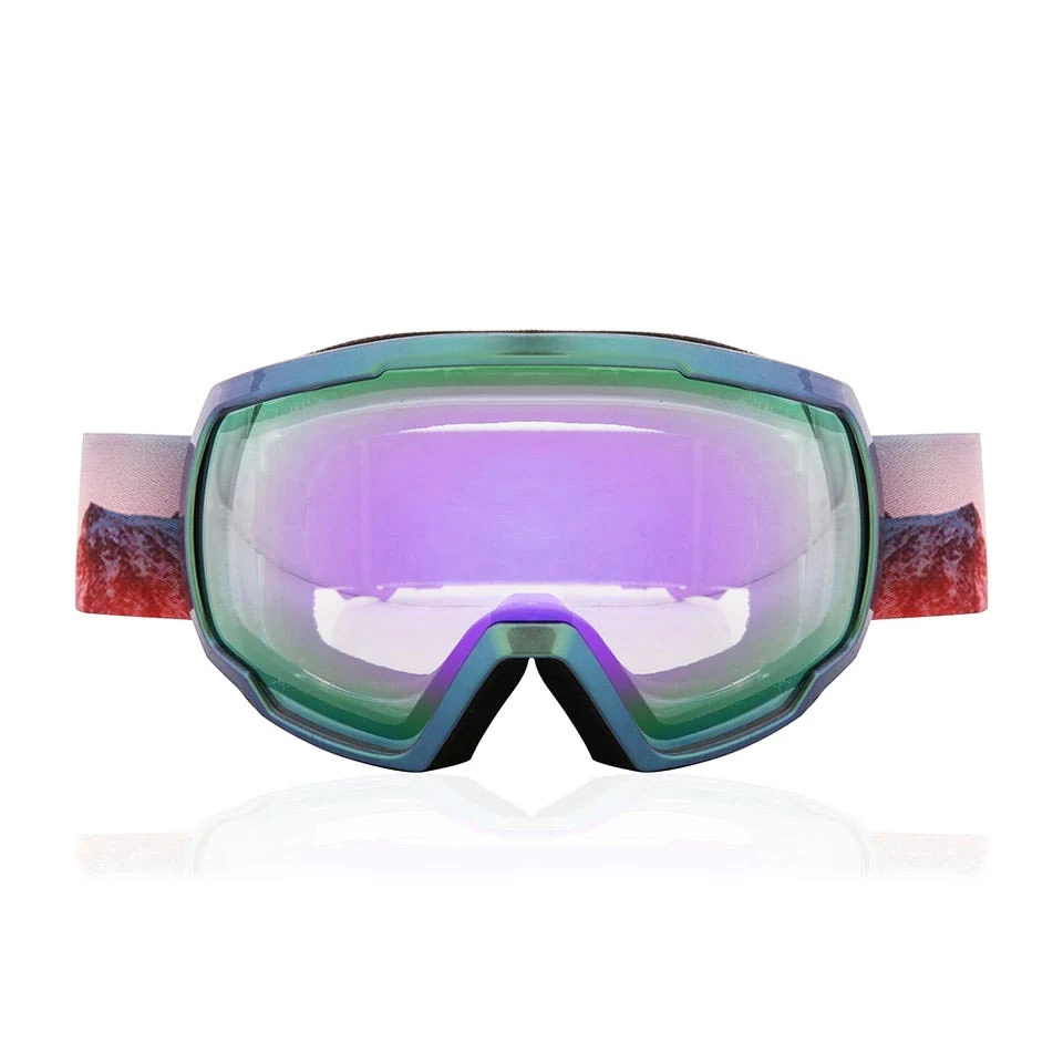 SK-Y709 permanent anti-fog ski goggle with HD spherical lens and black TPU frame