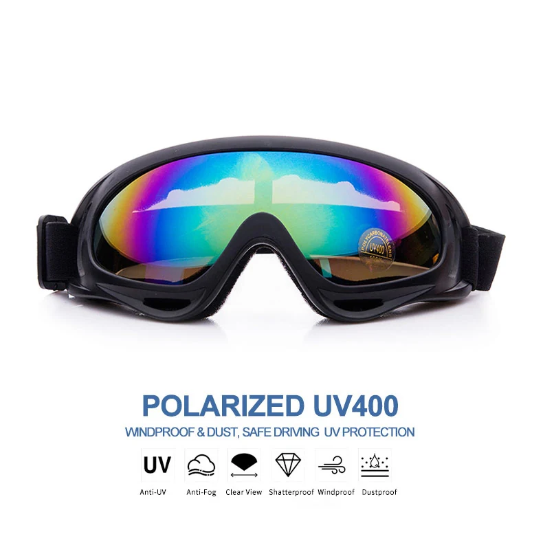 TA-J001 motorcycle goggle with clear HD PC lens and black TPU frame