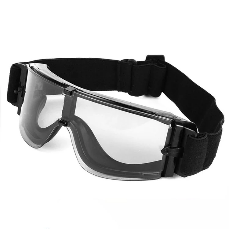 TA-J002 tactical goggle shown with clear, smoke, and orange interchangeable lenses