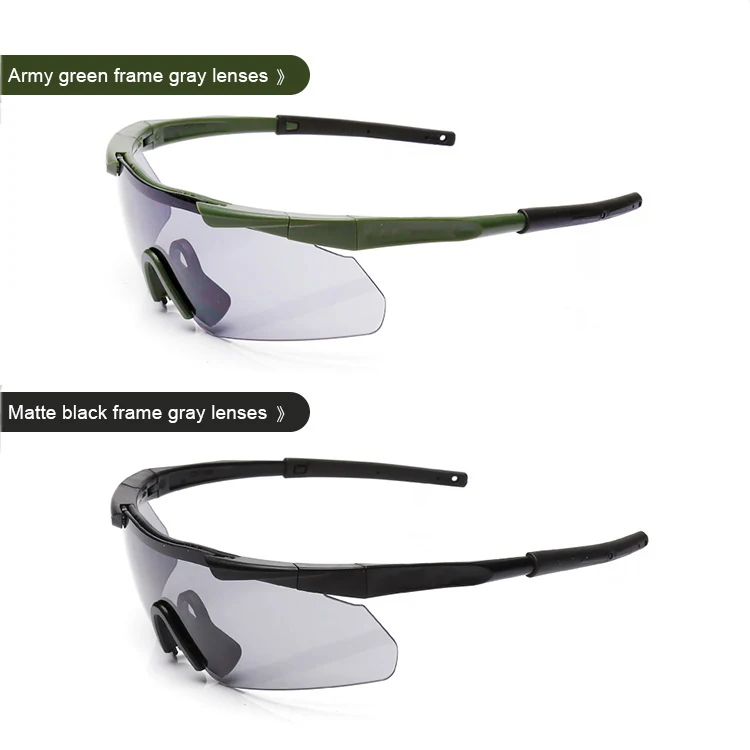 TA-J012 tactical glasses shown with interchangeable smoke and orange lenses