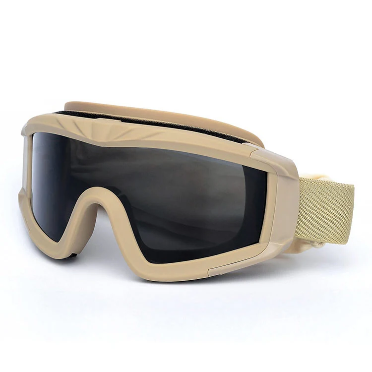 TA-J026 tactical goggle shown with clear, smoke, and amber interchangeable lenses