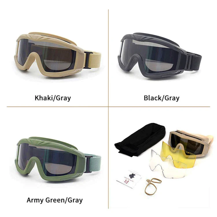TA-J026 goggle with all three lenses displayed in a row