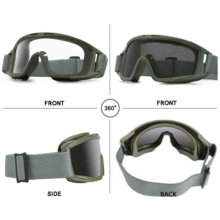 TA-RK002 goggle with three lenses laid out on a surface for comparison