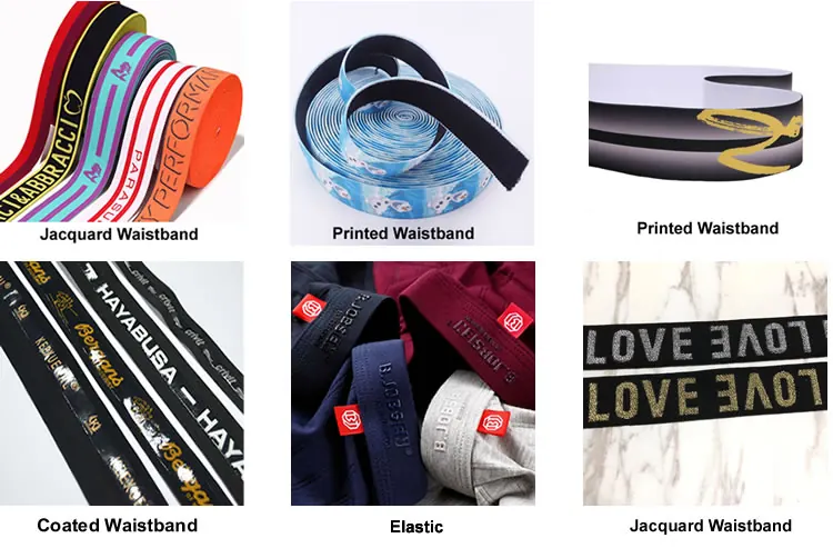 Comparison of jacquard, printed and coated waistband technics