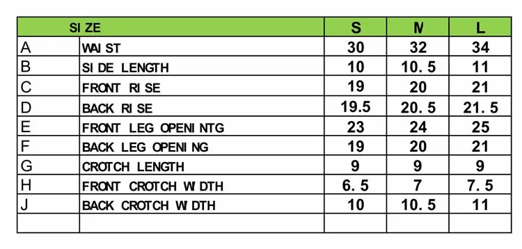Womens panty size specification chart