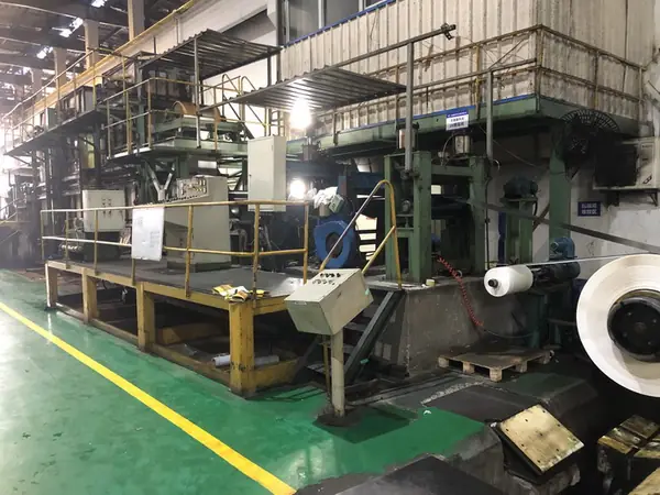 Degreasing line removing rolling oil so the surface is ready for plating or delivery
