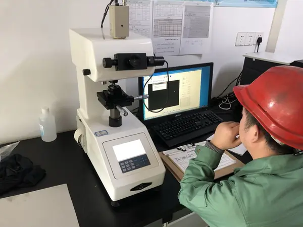 Hardness tester measuring hardness on the finished strip