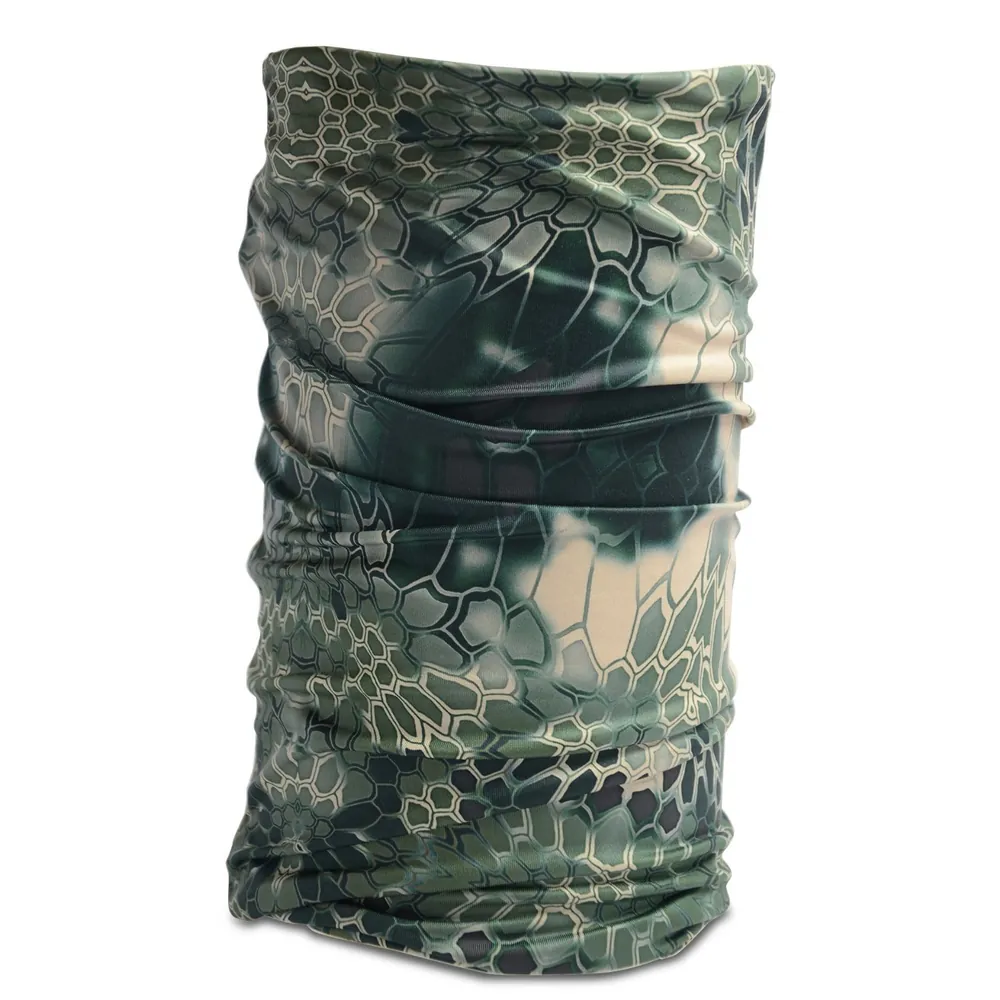 12-in-1 Versatile Neck Gaiter Headwear Half Face Mask Snake Camouflage Green