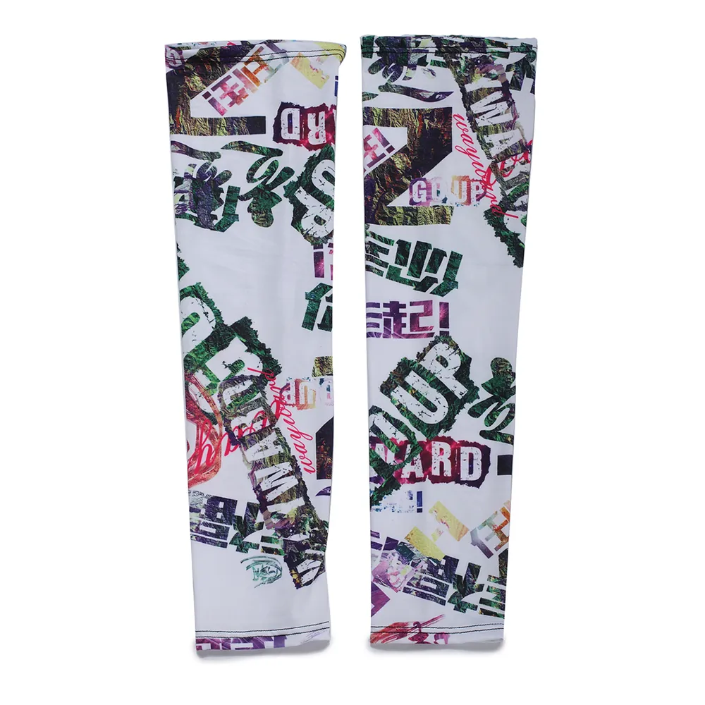 Cooling Arm Drying UV Protection Sleeves Cool Letter White - 1 Pair