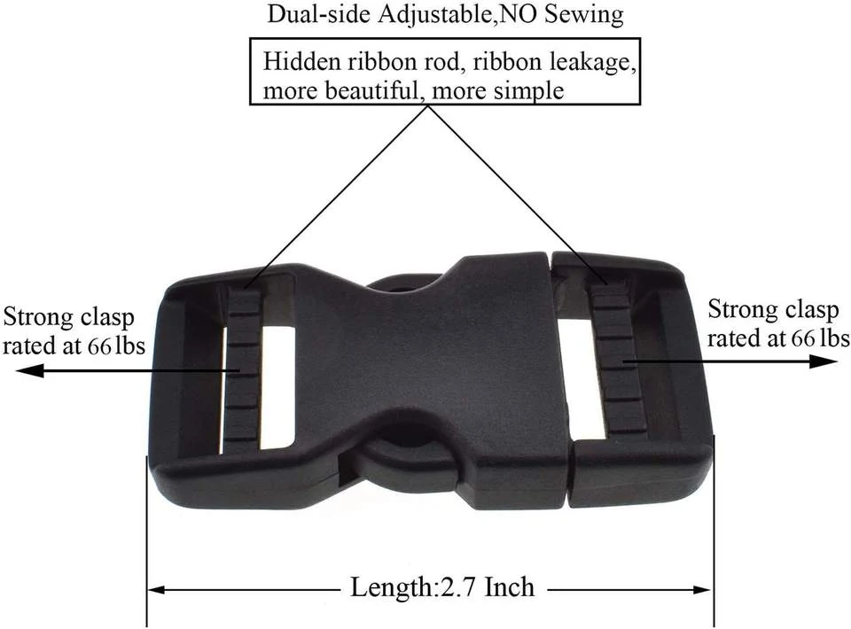 POM Plastic Side Release Buckle, size comparison