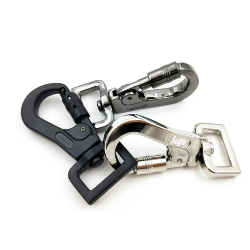 Metal Dog Hook With Carabiner Gate, detail view