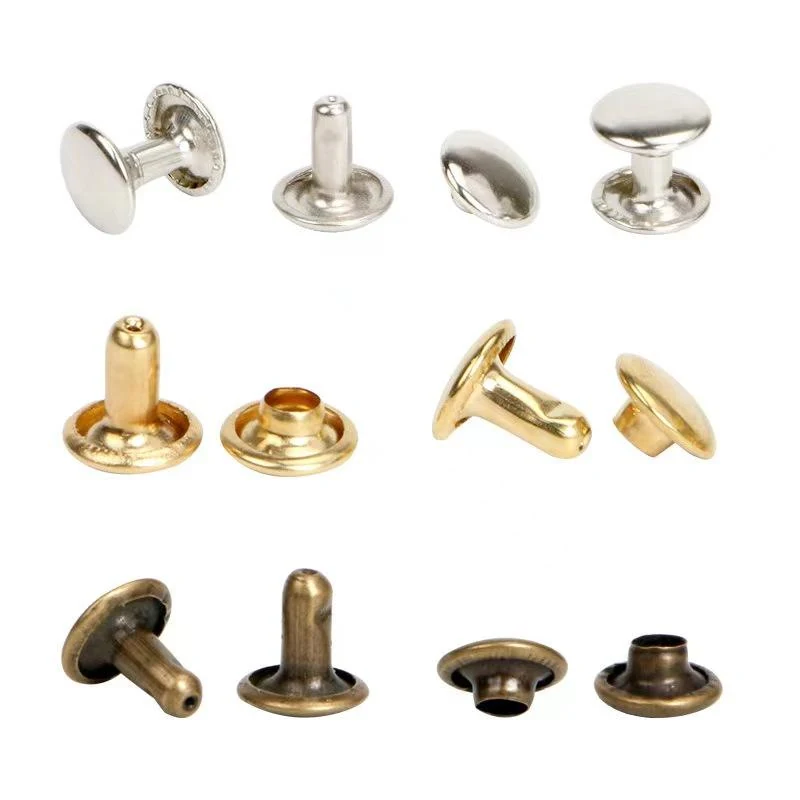Double Cap Metal Rivet in Iron, shown in the standard finish