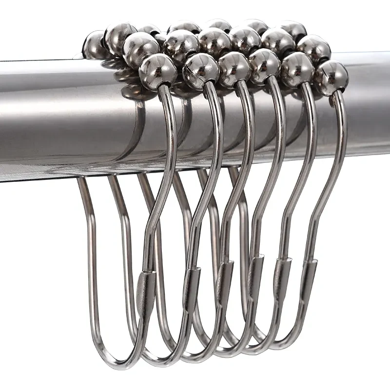 Stainless Steel Five Ball Roller Curtain Ring, shown in the standard finish