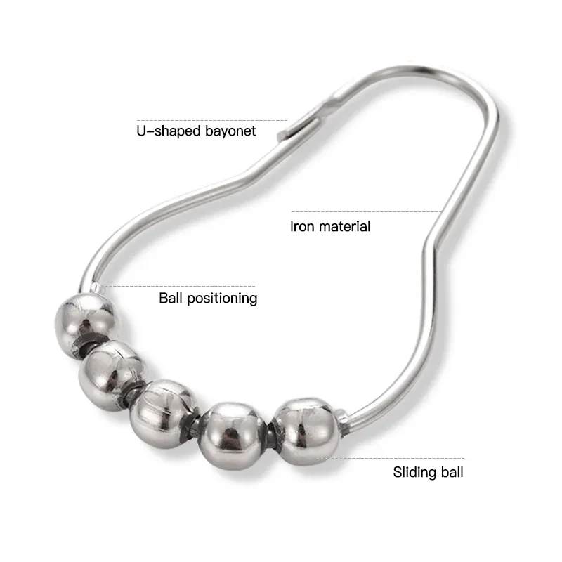 Stainless Steel Five Ball Roller Curtain Ring, alternative view