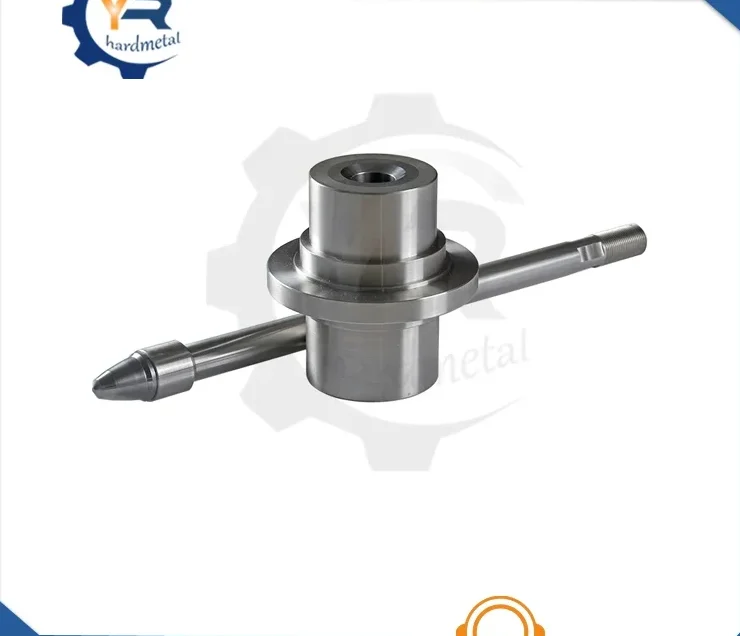 Tungsten carbide petroleum valve core with long stem shown on white background