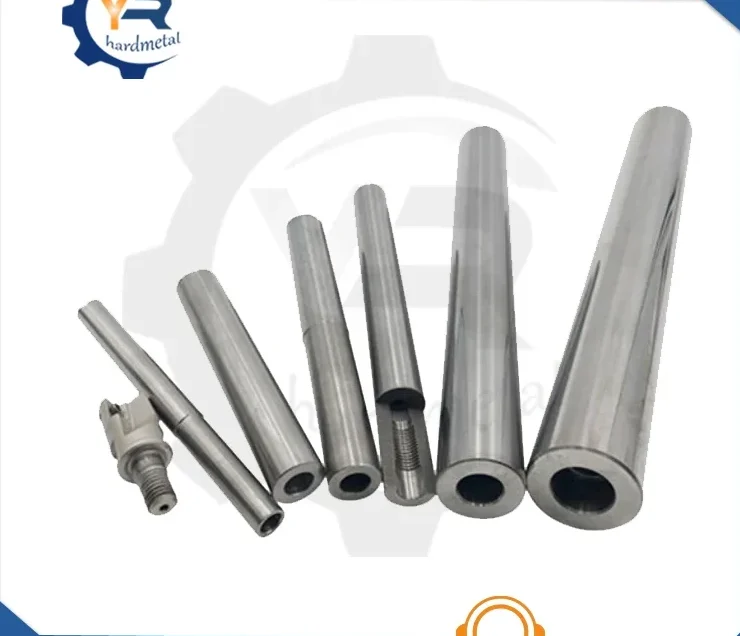 Assorted polished tungsten carbide extension rods and hollow boring tubes in graduated lengths
