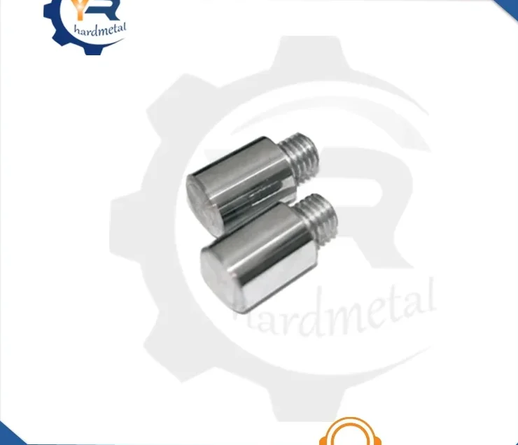 Two polished cylindrical metal pins with threaded ends shown against a white background