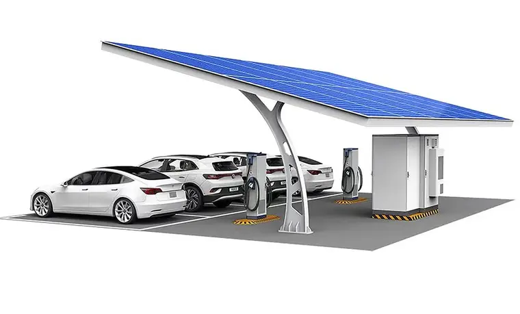 Solar charging station with storage cabinet
