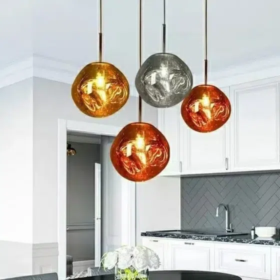1-14 Heads Lava Acrylic Pendant Light in Aluminum and Acrylic, detail view