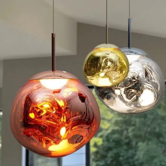 1-14 Heads Lava Acrylic Pendant Light in Aluminum and Acrylic, installed view
