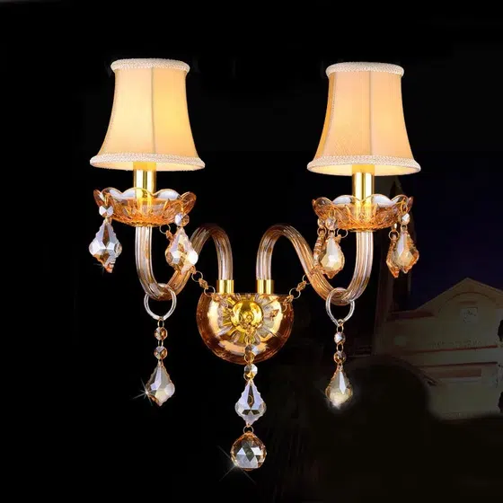 1-3 Heads Iron Glass Crystal Wall Lamp in Iron and Glass and Crystal, product photograph