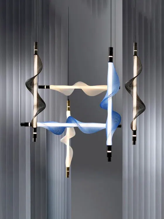 1-6 Heads Aluminum Acrylic LED Pendant Light in Aluminum and Metal and Pet and Acrylic, product photograph