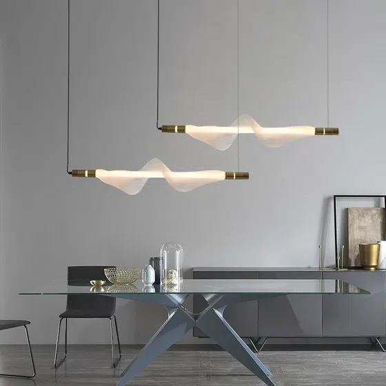 1-6 Heads Aluminum Acrylic LED Pendant Light in Aluminum and Metal and Pet and Acrylic, detail view