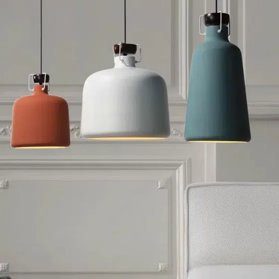 1-Head Iron LED Pendant Lamp in Aluminum Cover and Iron Bracket, installed view