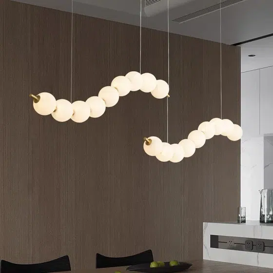 10-15 Heads PE Ball LED Pendant Lamp in Aluminum and PE, product photograph