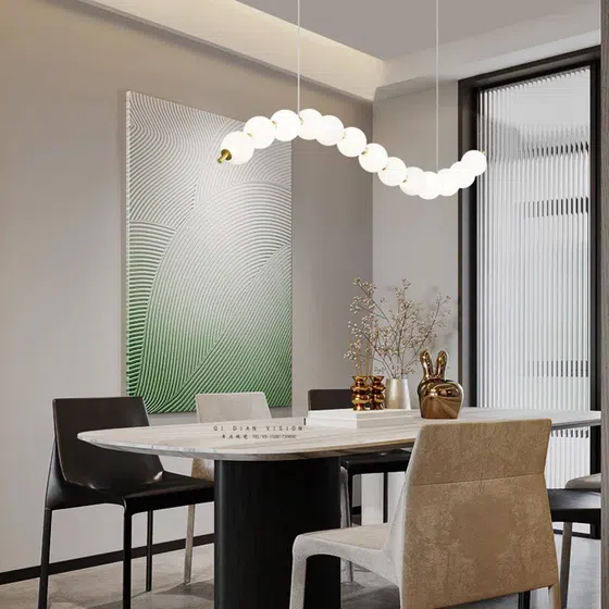 10-15 Heads PE Ball LED Pendant Lamp in Aluminum and PE, detail view