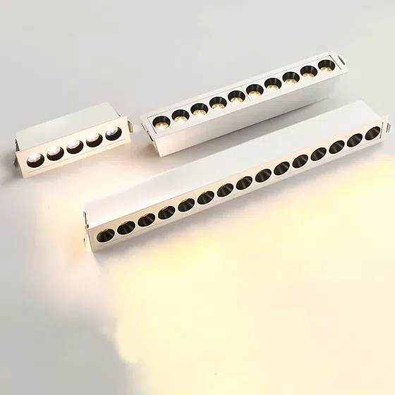 10/20/30W Recessed Dimmable Linear LED Grill Spotlight in Aluminum, detail view
