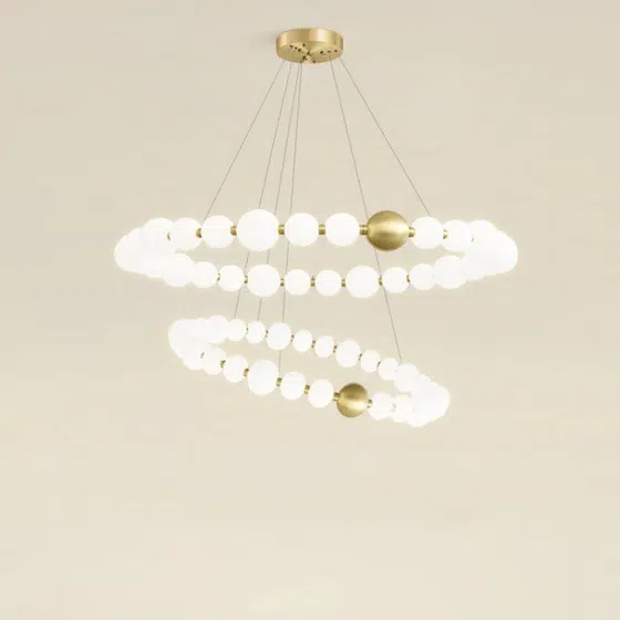 10-32 Heads PE Ball Gold Pendant Lamp in Aluminum and PE, detail view