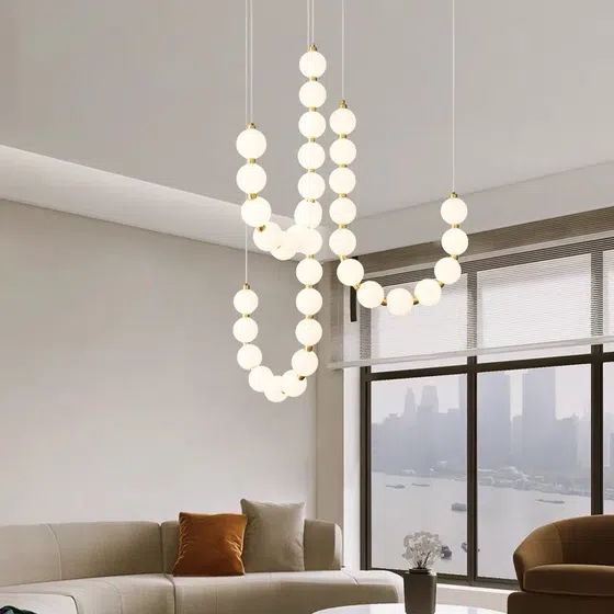 12-36 Heads Ball LED Pendant Light in Aluminum and PE, product photograph