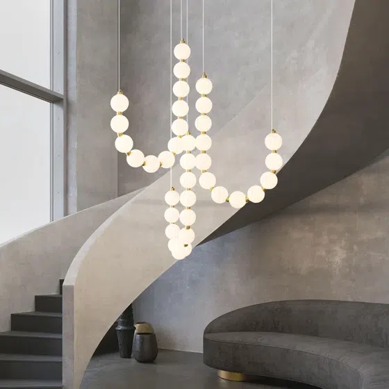 12-36 Heads Ball LED Pendant Light in Aluminum and PE, detail view