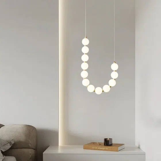 12-36 Heads Ball LED Pendant Light in Aluminum and PE, installed view