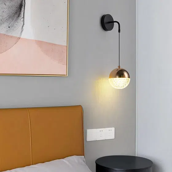 12W Iron Acrylic Ball Wall Lamp in Iron and Acrylic, installed view