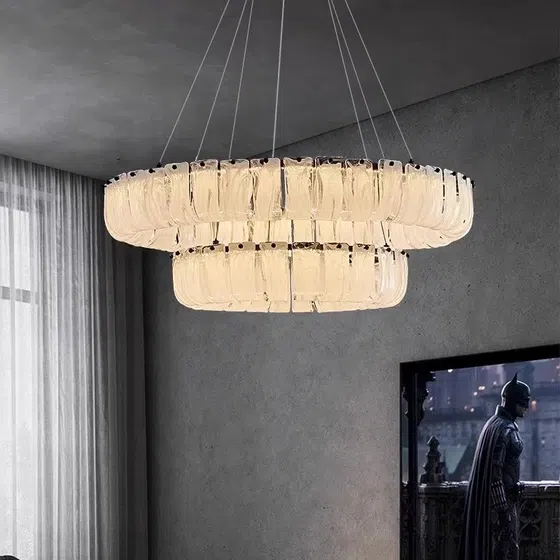 18-68 Heads Round White Glass Pendant Lamp in Iron Plating and Glass, product photograph