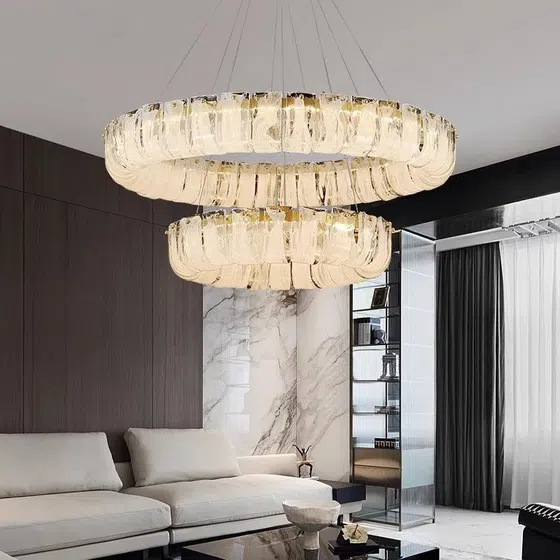 18-68 Heads Round White Glass Pendant Lamp in Iron Plating and Glass, installed view