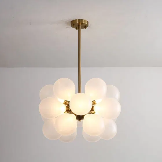 18 Heads Iron Glass Pendant Lamp in Iron and Glass, detail view