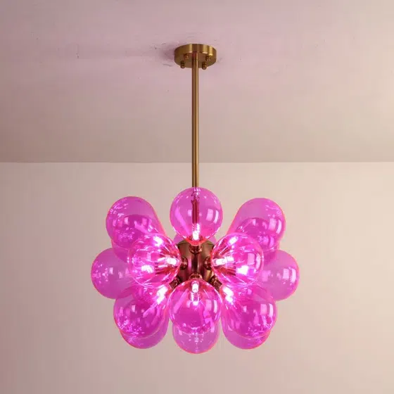 18 Heads Iron Glass Pendant Lamp in Iron and Glass, installed view
