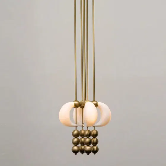 3 Heads Iron Hanging Glass Pendant Lamp in Glass and Iron Plating, scale view