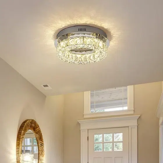 30W Round Crystal Ceiling Lamp in Stainless Steel and Crystal, scale view