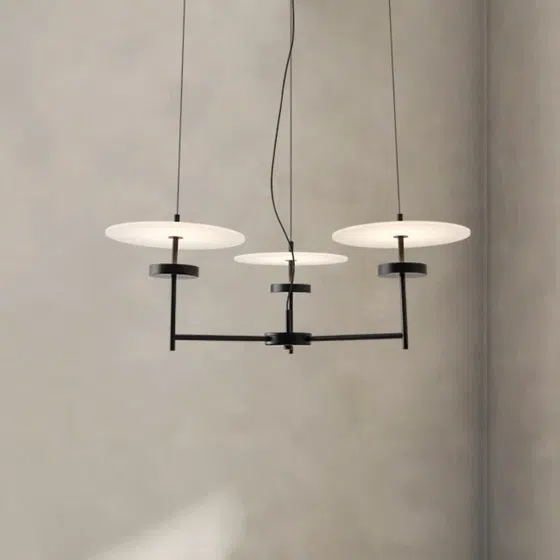 3 Heads Acrylic Iron Art Pendant Lamp in Frosted Acrylic and Iron Plating, detail view
