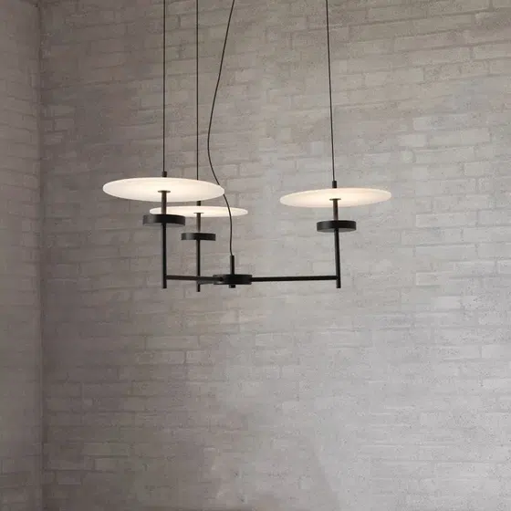 3 Heads Acrylic Iron Art Pendant Lamp in Frosted Acrylic and Iron Plating, installed view