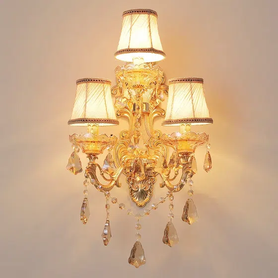3 Heads Crystal Glass Tube Wall Light in Glass and Iron and Crystal, installed view
