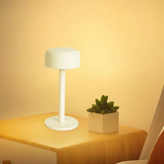3W Red Black White Table Lamp in PC and ABS, installed view