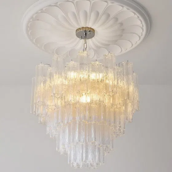 4-12 Heads Clear Glass Pendant Light in Iron and Glass, detail view